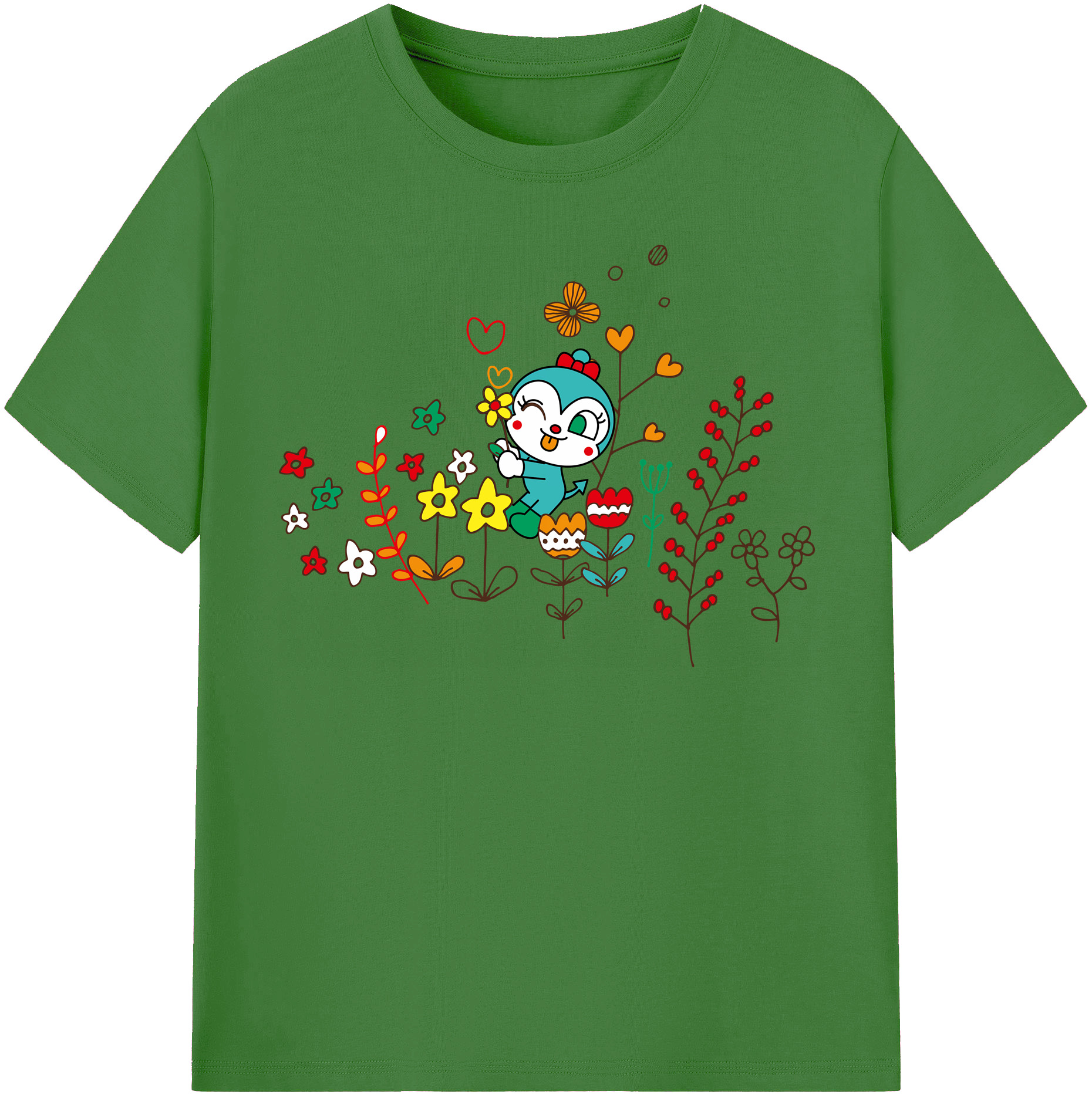 （画像用） アンパンマン Anpanman レディースカジュアルプリントTシャツ（綿100％）